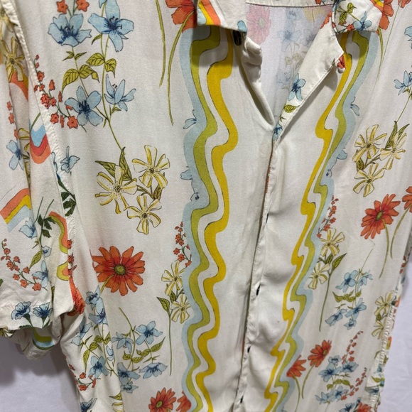 PacSun XL Retro Floral Button Shirt Hippie Pride Rave Festival Vacation Summer - Picture 5 of 12